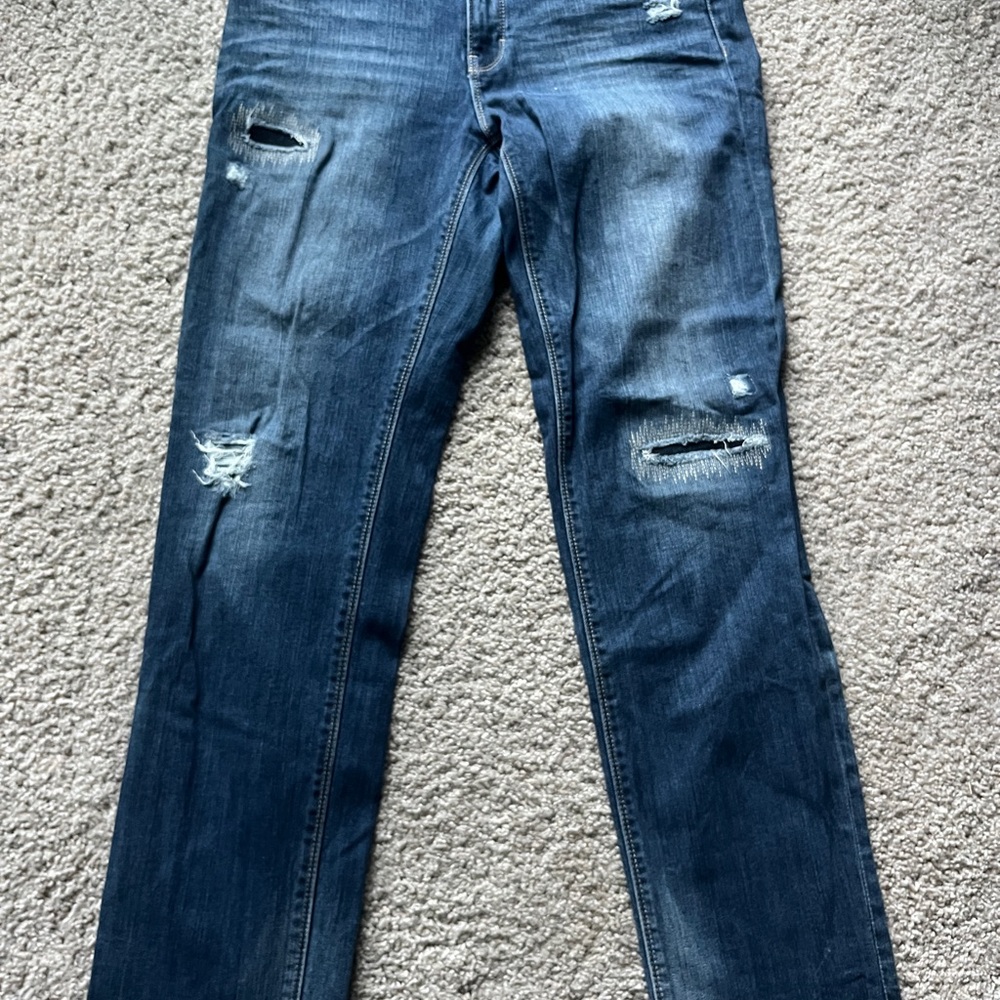 White House Black Market Distressed Straight Crop-6